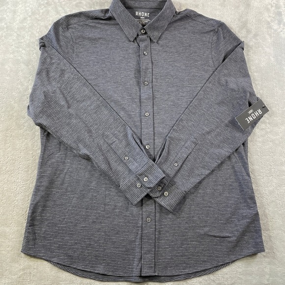 Rhone Commuter Shirt Skim Fit Mens XXL Gray Stretch Light Preppy Office Soft